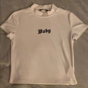 Mock Neck white T-shirt